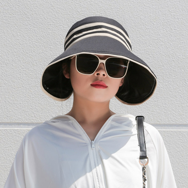 2024 Black Rubber Empty Top Hat, Foldable Summer Sunshade Hat, Beautiful Women's Beach Sunscreen Hat, Leisure Style Sun Hat, Extended brim Women's Hat_voghion.com