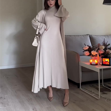 Women's Clothing new temperament high collar leisure loose solid color slim shawl suit skirt_viptrois.com