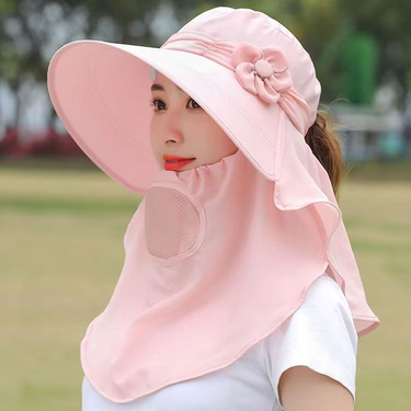 Women's summer sun hat to cover face, sun protection, ultraviolet rays, tea picking hat for working in the field, full face mask, sun hat_voghion.com