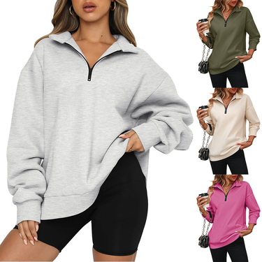 2023 Autumn And Winter New Women's Half Zipper Long Sleeve Y2K Fashion Pullover Fleece Sweatshirt_voghion.com