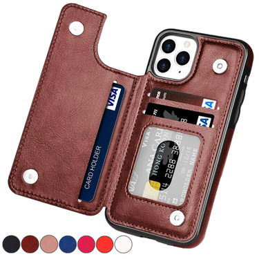 Wallet Double Button Stand Leather Case For iPhone 14 Pro Max 13 Pro 12 11 SE 2022 X XR XS Max 8 7 6 6S Plus 5 5S With Card Slot_voghion.com