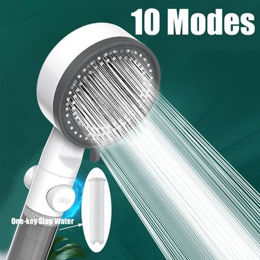 10-Mode High-Pressure Shower Head - One-Touch Stop With Water Filter_voghion.com