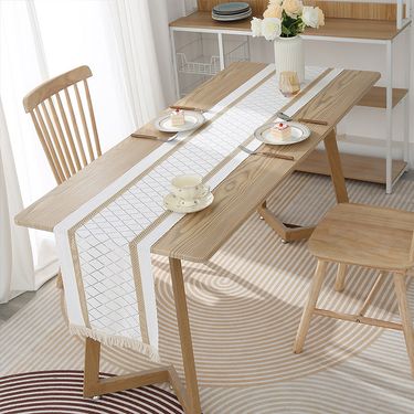 Long Tablecloth - Rustic Farmhouse Polyester Table Runner For Dining & Sideboard (Set Of 2)_voghion.com