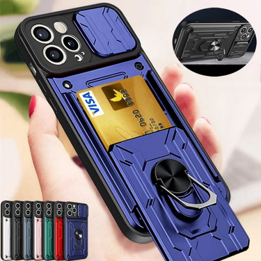 Case For iPhone 15 14 13 12 11 Pro Max XR XS 8 7 6 Plus SE 2022 Walle Slide Camera Card Slot Military Grade Holder Back_voghion.com