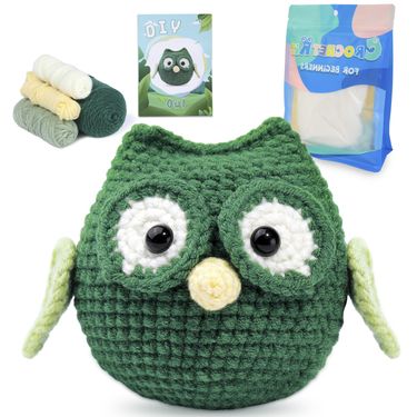 Handmade Diy Crochet Wool Knitted Owl Doll Material Package_voghion.com