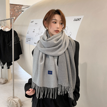 2022 Solid Scarf Women's Tassel Imitation Cashmere Gold Classic Double sided Shawl Korean Edition Versatile Warm Neck_voghion.com