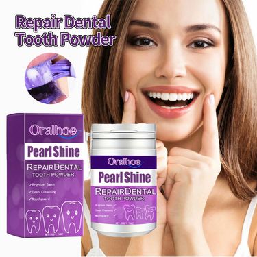 ORALHOE Purple Cleansing Brightening Whitening Tooth Powder Yellow Peppermint Refreshing and Removing Residues Cleaning_voghion.com