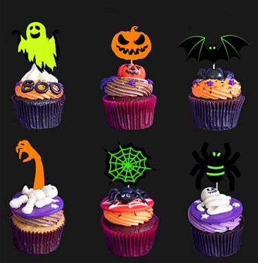 Halloween fluorescent flag party decoration spider flag ghost festival ghost pumpkin cake card_voghion.com