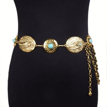 Ethnic Songhua Stone Waist Chain - Hand-Carved Retro Belt For Women, Boho Skirt & Decorative Accessory_voghion.com