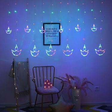 LED Curtain Fairy Lights – Anchor & Candle Design (33ft, 8 Lighting Modes, Warm White/Multicolor, IP65 Waterproof, Remote Control)_voghion.com