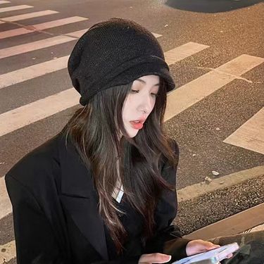 Women's Hats Autumn And Winter Thin Pile Hat Korean Style Fashion Face Small Pullover Knitted Hat Large Head Circumference Retro Cold Hat For Women_voghion.com