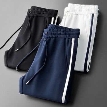 Men's Clothing Spring and Autumn Fashion All match Sports Pants Striped Splicing Slim Simple Young Men Straight Casual Pants Men_mkmklike.com