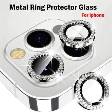 Diamond Glitter Camera Protection for Iphone 14 13 11 Pro Max Plus Lens Tempered Glass On iphone 12 13 11 14 Pro Max Metal Ring_voghion.com
