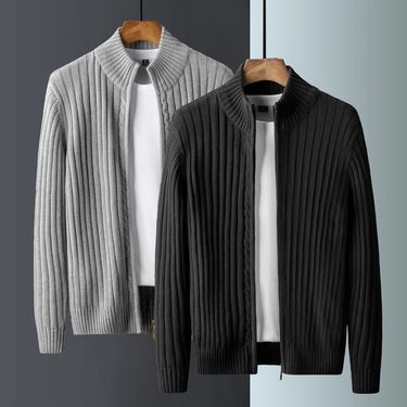 Men's Clothing Spring and Autumn Sweater Men's Fashion Brand New Baseball Stand Collar All match Casual Zipper Knitted Cardigan Jacket Men_voghion.com