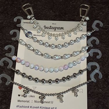 Flower Decorated Crocs, Garden Shoes, Decorative Accessories, Outfit Accessories, Tassel Imitation Pearl Chains_voghion.com