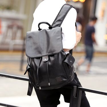 New Street Rucksack Korean Leder Business Kordelzug Mode Herren Schultasche, Reisetasche Trend_voghion.com