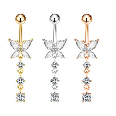 Women's Jewelry Belly Button Ring Creative Butterfly Zircon Belly Button Belly Button Ring Piercing Jewelry_voghion.com