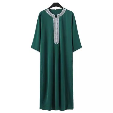 Men's Clothing New Middle Eastern Arab Robe Long Sleeve Embroidered Red Packet Men's Muslim Robe_voghion.com