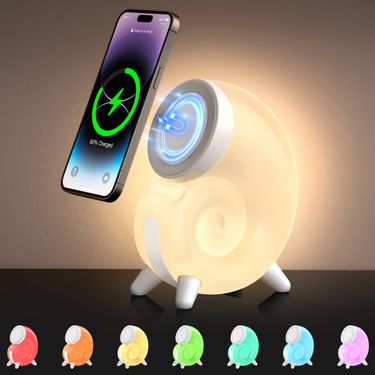 Conch 15W Magnetic Wireless Charger Night Light Colorful Ambient Light Mobile Phone Holder IOS Android Mobile Phone Universal_voghion.com