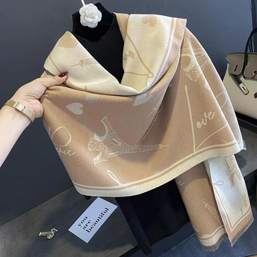 Khaki Women's Winter Korean Edition Versatile High end Warm Shawl, New Office Dual Use Scarf_mkmklike.com