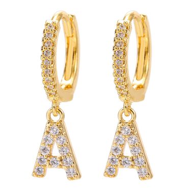 26-letter Zircon Earrings, High-end Niche Earrings, Exquisite Ear Clips, Elegant Ear Rings, Ear Buckles_voghion.com