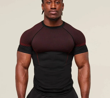 American Style Shark Men's Outdoor Running Sports Slim Fit Top Fitness Training Gym Handsome Elastic Quick-Dry T-Shirt_voghion.com