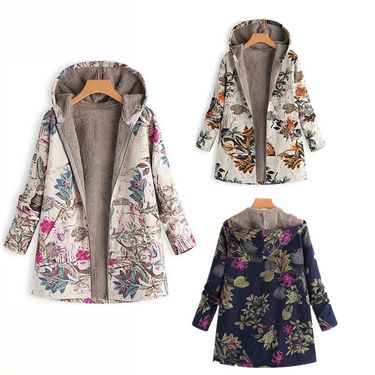Women's Clothing casual women's cotton and linen leaf fur long sleeved jacket_viptrois.com