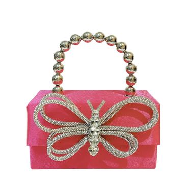 New French glossy silk small square box bag, bow dinner party bag, shoulder messenger bag in hand_viptrois.com