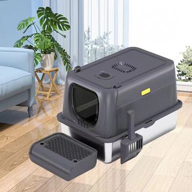 Pet Products Extra Large Fully Enclosed Cat Litter Box Deodorizing Large Capacity Stainless Steel Cat Toilet_voghion.com