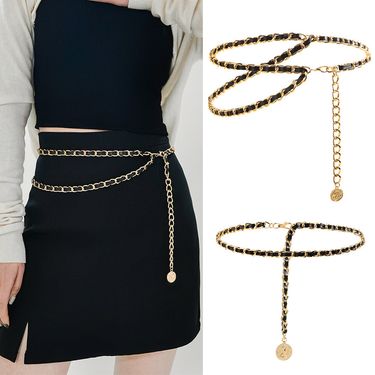 Women's Belt High-End Feel For Dresses Metal Chain Decorative Waist Seal Little Style New Versatile_voghion.com