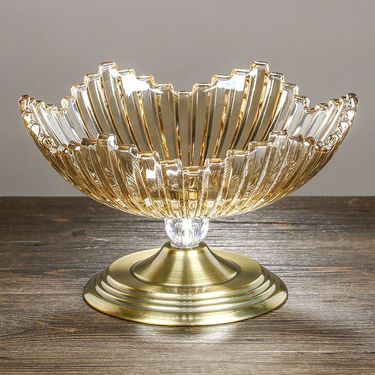 Nordic Style Crystal Glass Home Living Room Coffee Table Modern Creative Simple Snack Candy Dried Fruit Plate_voghion.com