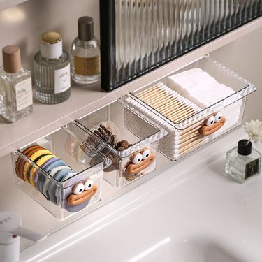 Mirror Cabinet Under The Drawer Type Bathroom Storage Box Cotton Swab Cosmetic Cotton Storage Dust Pull Out Rack_voghion.com