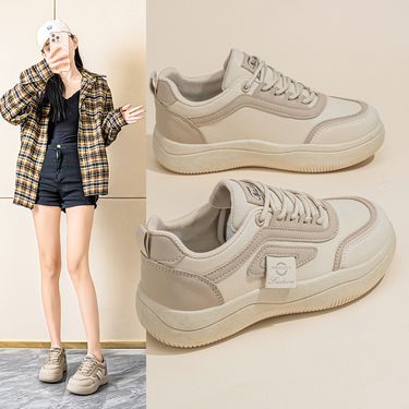 Spring Women's New Breathable White Sneakers Korean Style Versatile Thick-Soled Sports Casual Board Dad Trend Shoes_voghion.com
