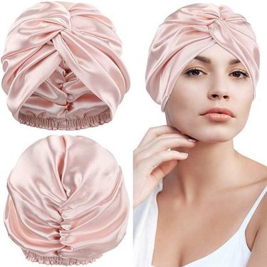 European And American Style Double Layer Cross Twist Sleep Bath Beauty Makeup Silk Headscarf Hair Care Cap_voghion.com