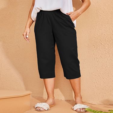 Women's Clothing Fashion Casual Large Size Straight Leg Cropped Trousers Summer Temperament Versatile Fat Mm Wide Leg Shorts_voghion.com