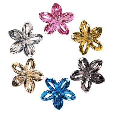Electroplated Hollow Plumeria Claw Clip - Exquisite Vacation Style Hair Accessory - Metal Large Shark Clip For Thick Hair Updos_voghion.com