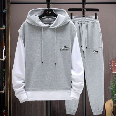 Men's Clothing Waffle Sweatshirt Suit Men's Autumn Casual Running Sportswear Boys Long Sleeve Trousers Clothes Set_voghion.com
