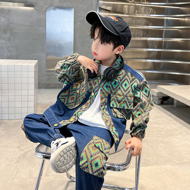 Children's clothing Boys spring denim suit spring and autumn new style children's cool denim clothes for small and medium-sized children's clothing_voghion.com