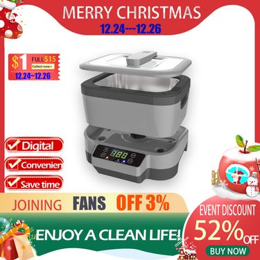 Ultrasonic Jewelry Cleaner 1.2L Bath for Watches Contact Lens lasses Denture Teeth Electric Makeup Razor Brush Cleaner_voghion.com