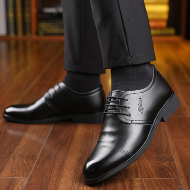 New Business casual strappy men's leather Oxford shoes_voghion.com