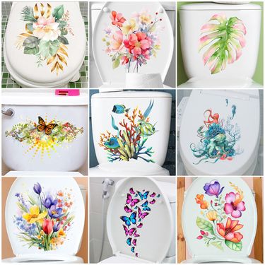 Small Fresh Flower Butterfly CH Series Bathroom, Toilet Home Decoration Self Adhesive Wall Stickers_voghion.com