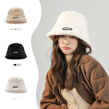Autumn and Winter Hat Women's Fashion Autumn and Winter Plush Hat Children's Fisherman Hat Black Label Warm Pot Plush Hat_voghion.com