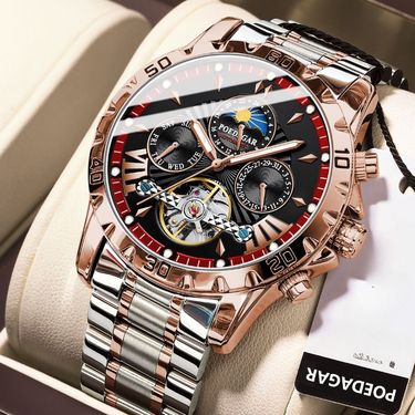 Men Automatic Nical Watch Hollow Tourbillon Waterproof Luminous Date Week Stainless Steel Men's Watches_voghion.com