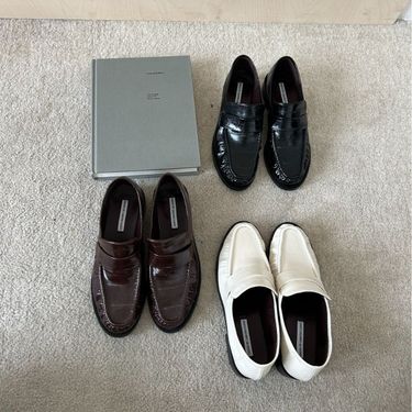 Lamode Classic2025 New Autumn Thick Heel Pleated Slip-On Loafers Single Small Leather Shoes_voghion.com