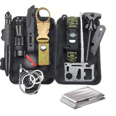 Wilderness survival gear 13 outdoor multifunctional tool set adventure self-defense first aid supplies_voghion.com