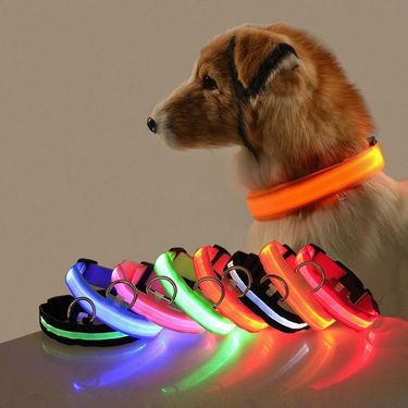Pet LED Nylon USB Luminous Dog Night Light Charging Collar Wire Mesh Ring_voghion.com