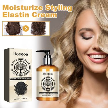 Hoegoa Moroccan Curly Hair Moisturizing Elastin, Curly Hair Plump and Shiny Natural Fluffy Styling Care_voghion.com