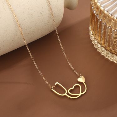 Hot selling fashionable personalized stethoscopes, heart-shaped hollow out pendants, necklaces, and accessories_voghion.com