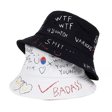 Hot Sale Unisex Haruku Bucket Fisherman Outdoor Hip Hop Cap Summer Fashion Graffiti Hat_voghion.com