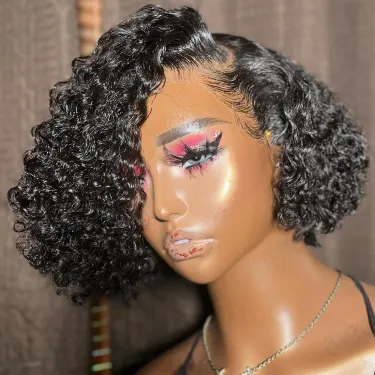 Deep Wave Short Bob Lace Front Human Hair Wigs for Women_voghion.com